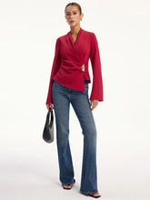 Asymmetric Metal Detail V-Neck Blouse